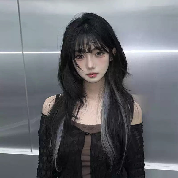 Black Highlight Gray Wig KF113010