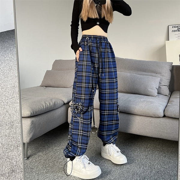 retro plaid pants  KF9926