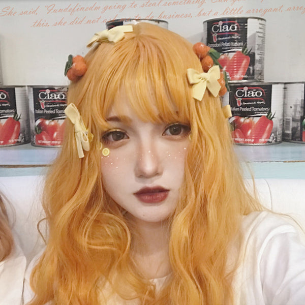 Orange long roll wig KF9426