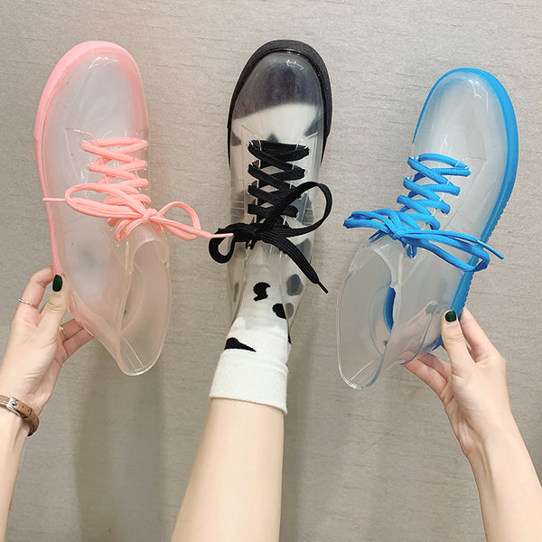 Fashion transparent rain boots KF81990