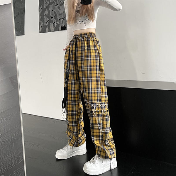 retro plaid pants  KF9926