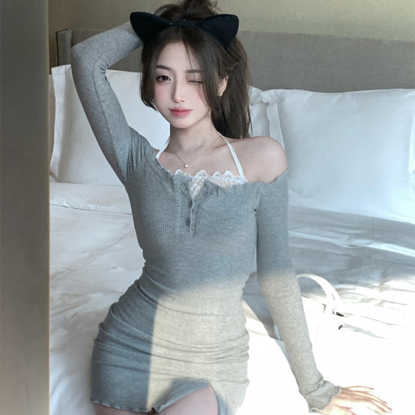 Gray Long Sleeve Dress  KF83329