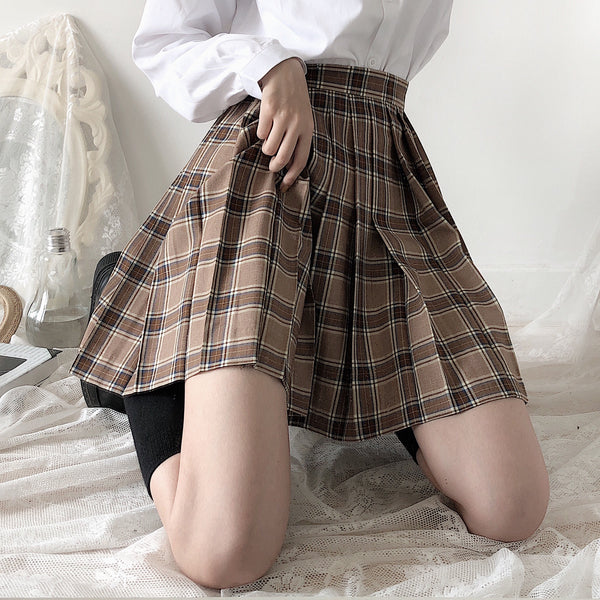 Plaid pleated skirt KF9321