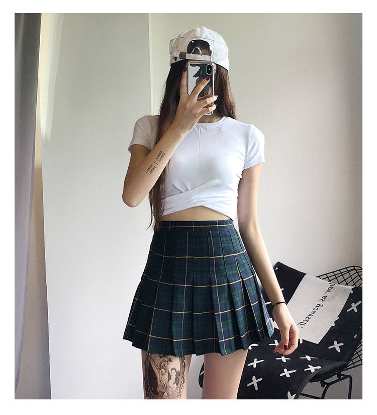 High waist plaid skirt KF2373 | unzzy